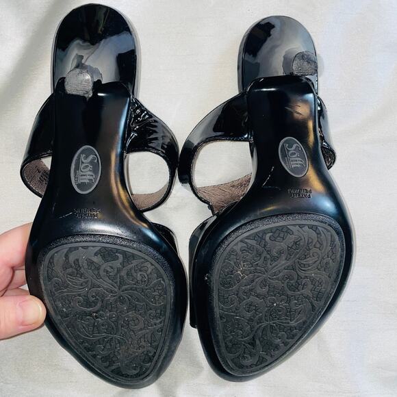 Sofft Patent Leather Heels w/ Jeweled Accents - Women's Size 7 1/2 M - Open Toe - Picture 11 of 11
